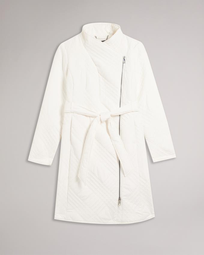 Manteau Ted Baker Midi Quilted Wrap With High Collar Blanche Femme | PPI-68602614